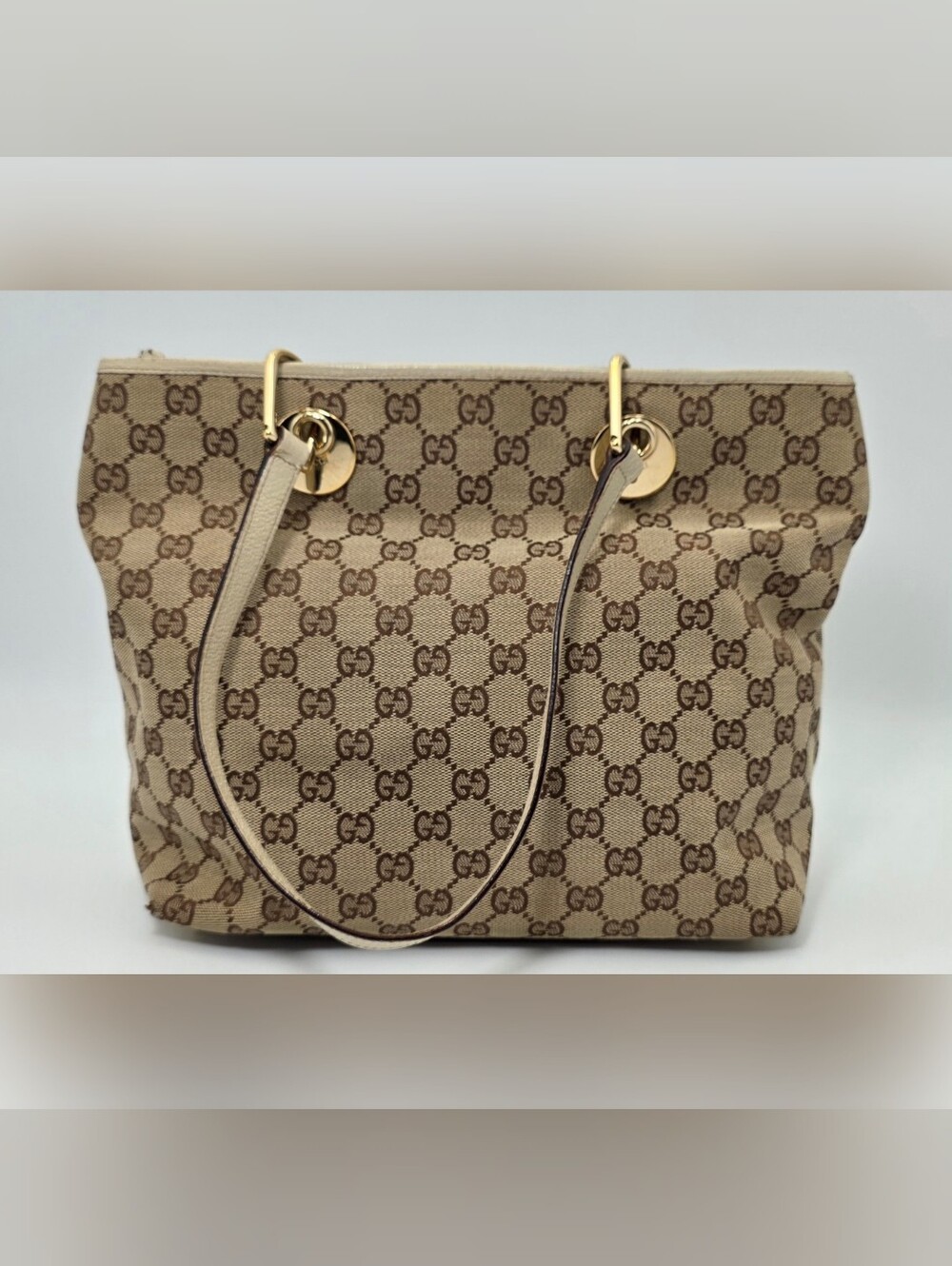 Vintage Gucci Canvas GG Monogram Eclipse Tote 139552 - Gold Hardware
